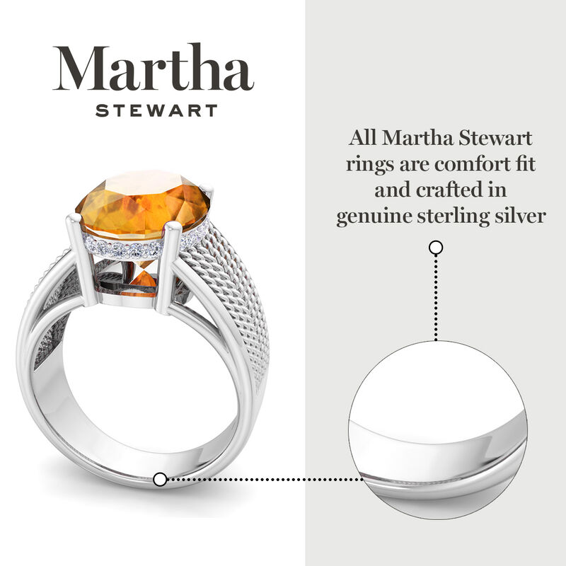 Martha Stewart 6 3/4ctw. Oval Citrine & Lab Grown Diamond Hidden Halo Ring In Sterling Silver image number null